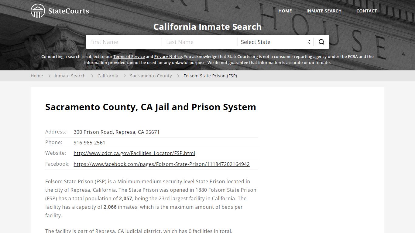 Folsom State Prison (FSP) Inmate Records Search ...