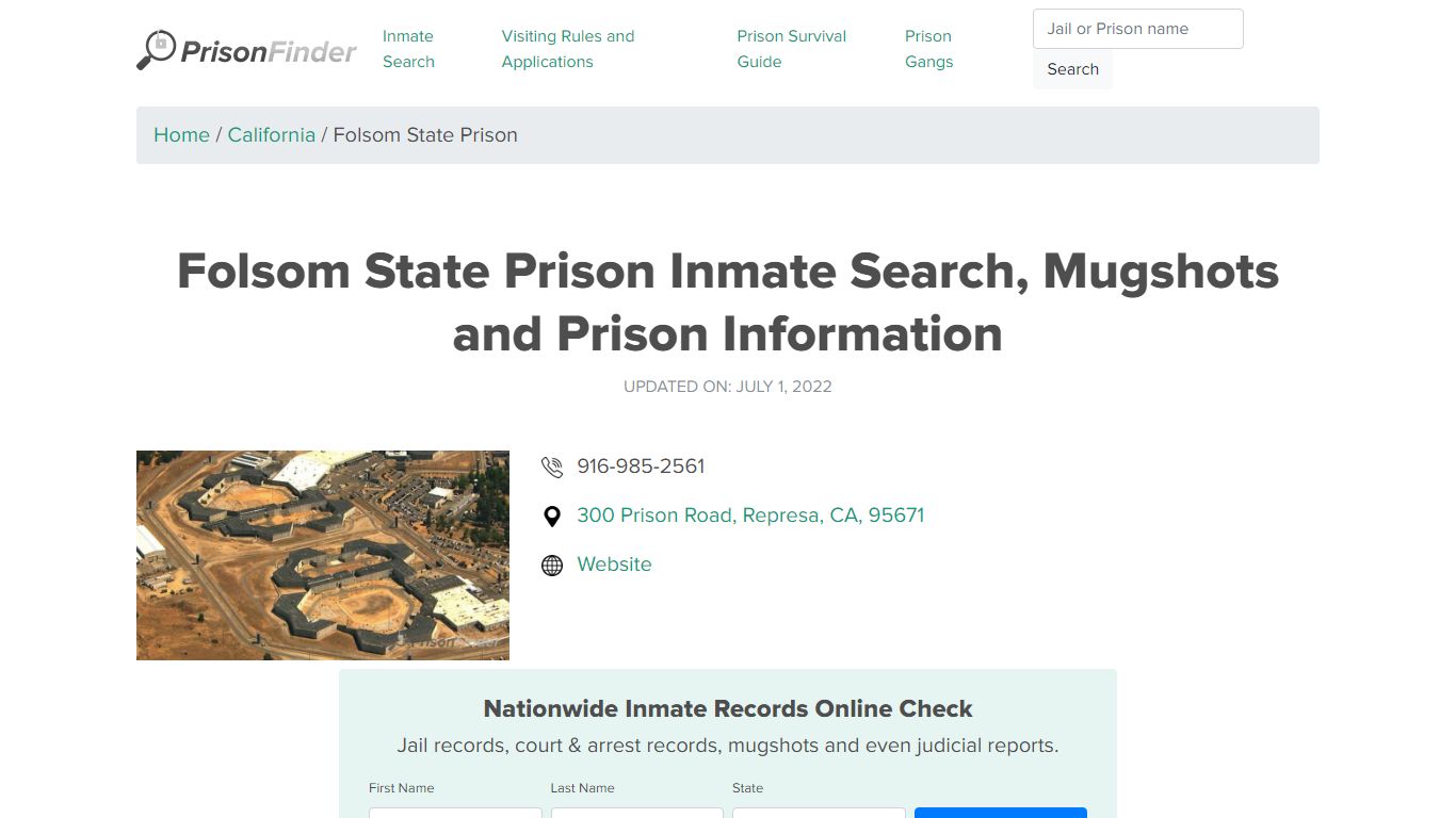 Folsom State Prison Inmate Search, Mugshots , Visitation ...