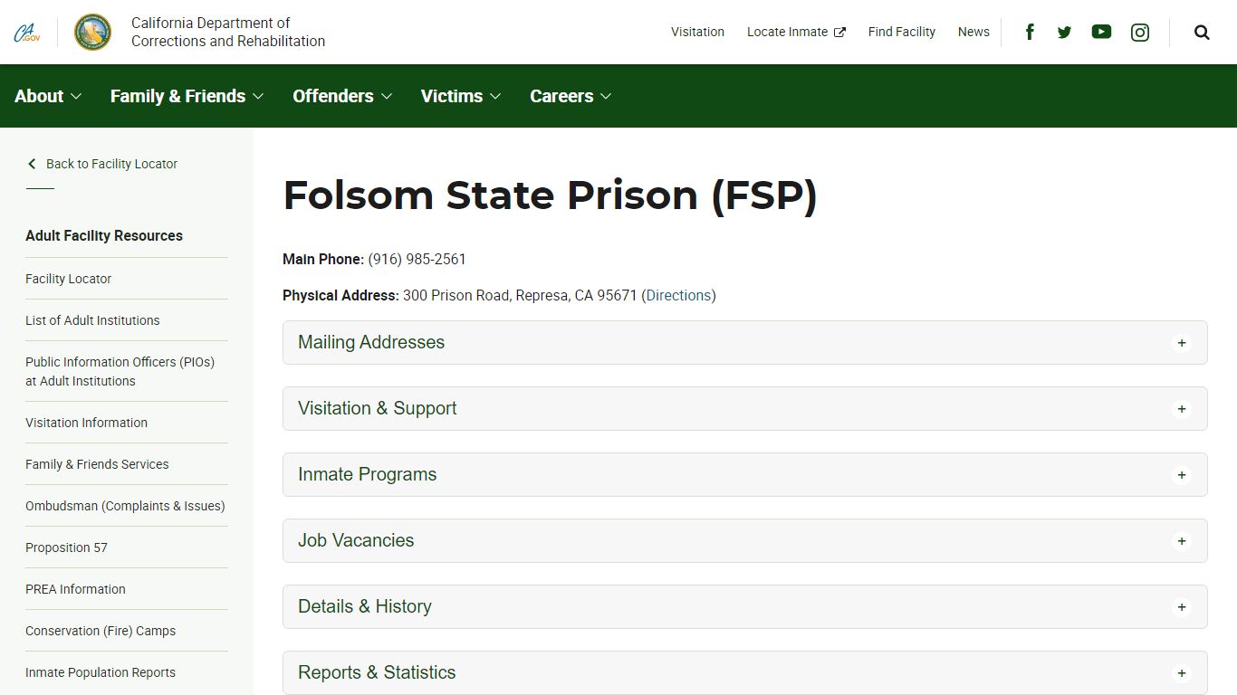 Folsom State Prison (FSP) - California Department of ...