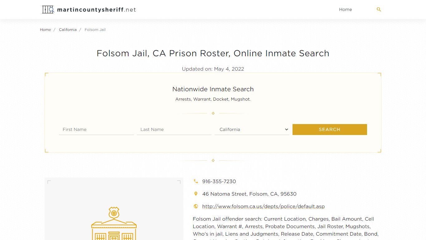 Folsom Jail, CA Prison Roster, Online Inmate Search ...
